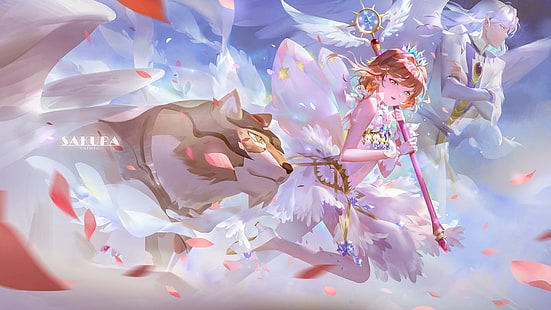 Anime, Cardcaptor Sakura, Keroberos (Card Captor Sakura), Sakura Kinomoto, Yue (Cardcaptor Sakura), HD wallpaper HD wallpaper