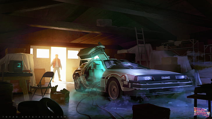 Marty McFly, Ritorno al futuro, auto, magia, DMC DeLorean, Sfondo HD