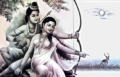 Господь Рама и Мата Сита, эскиз Рамы и Ситы, Бог, Господь Рам, индуист, Сита, HD обои HD wallpaper