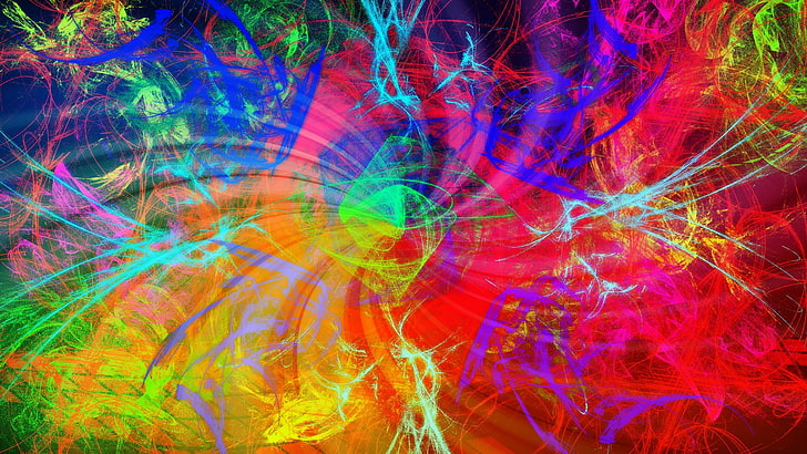 red, blue, and green abstract painting, abstract, colorful, HD wallpaper