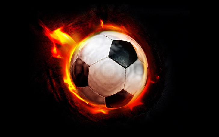 топка, топки, пламъци, футбол, HD тапет