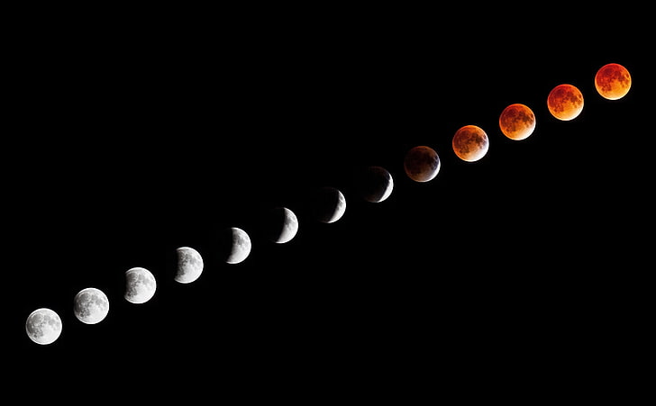 Лунно затъмнение, Космос, Луна, Затъмнение, Фаза, кръвен месец, HD тапет