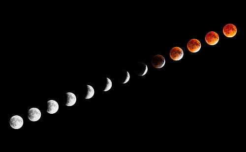 Lunar Eclipse, Space, Moon, Eclipse, Phase, bloodmoon, HD tapet HD wallpaper