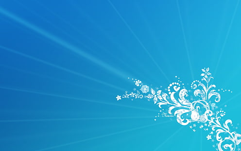 art vectoriel floral blanc et bleu, artistique, vecteur, Fond d'écran HD HD wallpaper
