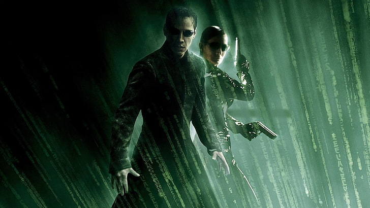 Matrix digital wallpaper, The Matrix, movies, The Matrix Revolutions, Neo, Keanu Reeves, Carrie-Anne Moss, trinity (movies), HD wallpaper