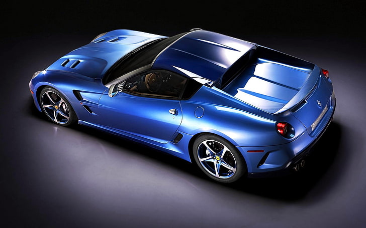 blå Ferrari sportbil, Ferrari, bil, blå bilar, HD tapet