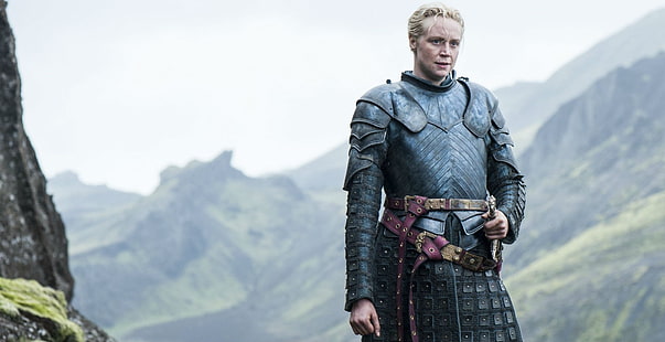 male Game of Thrones characeter, Gwendoline Christie, brienne of tarth, Game of Thrones, armor, sword, blonde, HD wallpaper HD wallpaper