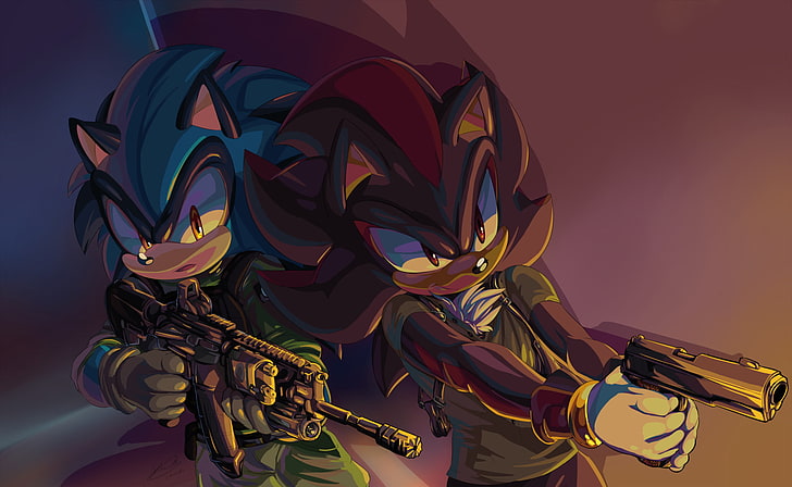 Sonic, Sonic the Hedgehog, Shadow the Hedgehog, Weapon, HD wallpaper