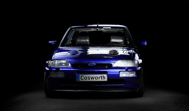 Ford, Ford Escort Cosworth, blaue Autos, englische Autos, Rennwagen, Rallye, Rallye-Autos, Retro-Auto, HD-Hintergrundbild