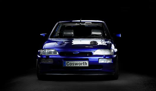 Форд, Ford Escort Cosworth, синие автомобили, английские автомобили, гоночные автомобили, ралли, раллийные автомобили, ретро автомобиль, HD обои HD wallpaper