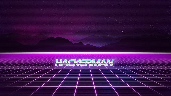 hackerman, Retrowave, vintage, viola, synthwave, Sfondo HD