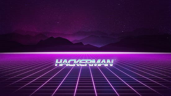 hackerman, Retrowave, model tahun, ungu, synthwave, Wallpaper HD HD wallpaper