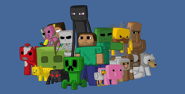 Minecraft ภาพตัดปะ, minecraft, ตัวละคร, เกม, พิกเซล, java, วอลล์เปเปอร์ HD HD wallpaper