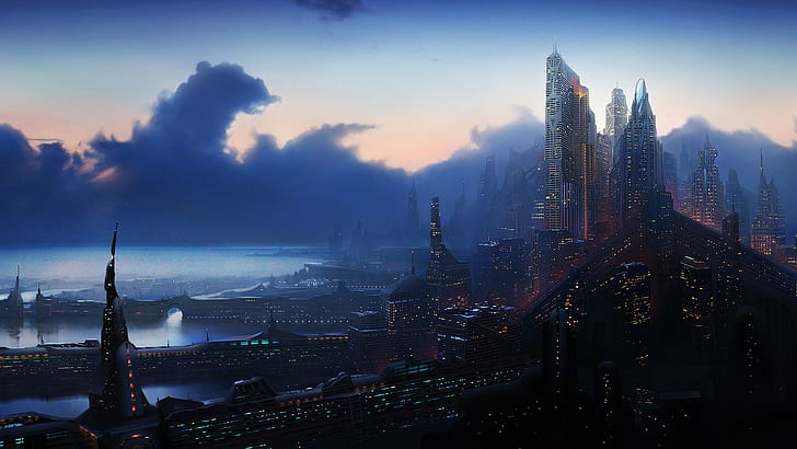 cityscape, futuristic, futuristic city, HD wallpaper