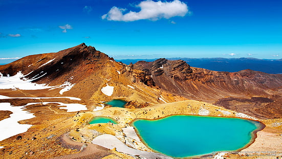 Emerald Lakes, Tongariro National Park, New Zealand, National Parks, HD wallpaper HD wallpaper