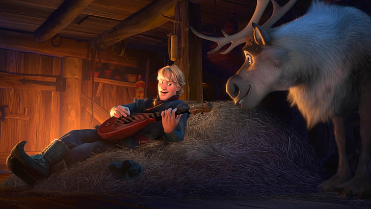 Movie, Frozen, Kristoff (Frozen), Sven (Frozen), HD wallpaper