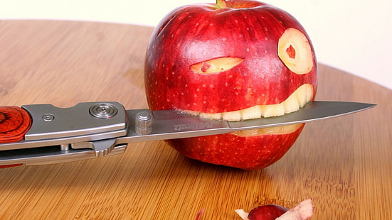смешно, яблоко, еда, фрукты, свежие, HD обои HD wallpaper