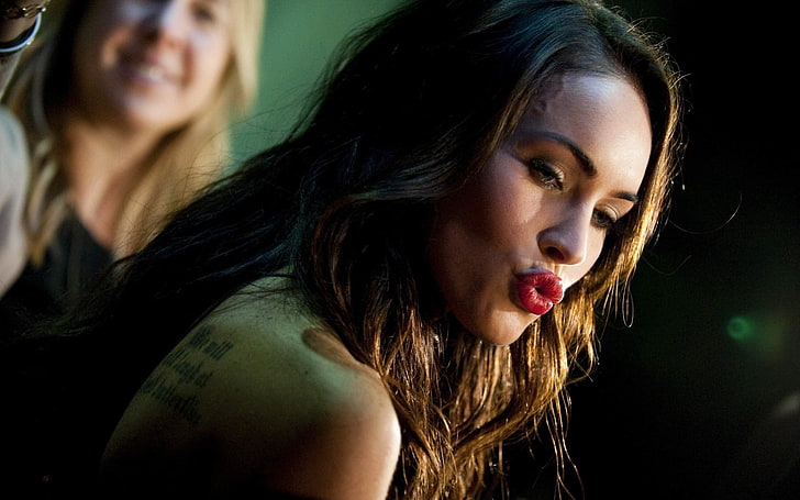 kvinnans ansikte, Megan Fox, skådespelerska, kändis, tatuering, HD tapet
