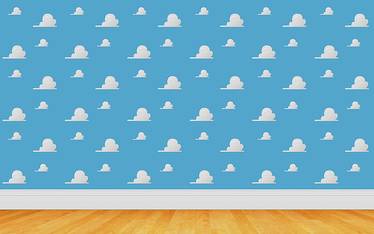 clouds, story, toy, wall, HD wallpaper