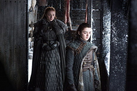 Sophie Turner, 시즌 7-Arya Stark, Sansa Stark, Maisie Williams, 왕좌의 게임, HD 배경 화면 HD wallpaper