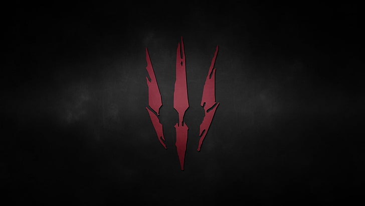 logotipo rojo de tres líneas, The Witcher, The Witcher 3: Wild Hunt, videojuegos, obras de arte, minimalismo, Fondo de pantalla HD