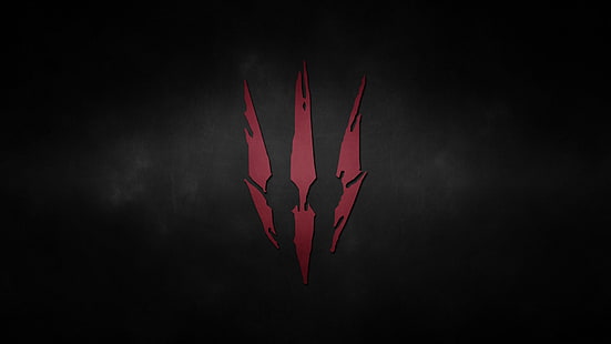 трехстрочный красный логотип, Ведьмак, Ведьмак 3: Дикая Охота, видеоигры, иллюстрации, минимализм, HD обои HD wallpaper