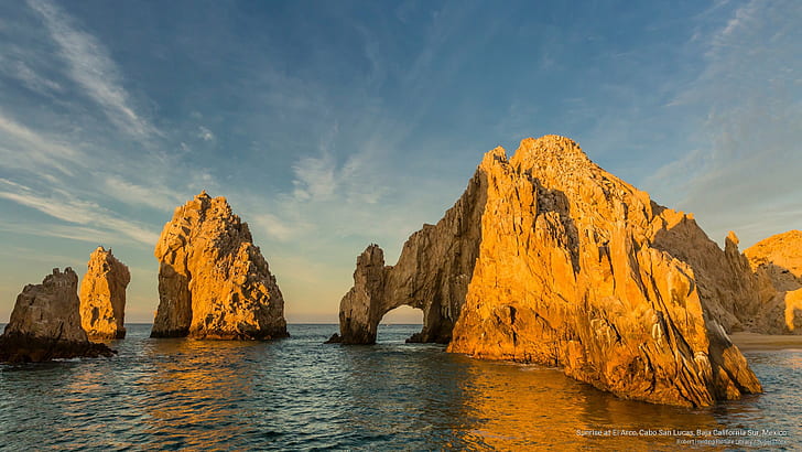 El Arco, Cabo San Lucas, Baja California Sur, Meksika, Kuzey Amerika güneş doğarken, HD masaüstü duvar kağıdı