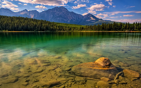 paisagem, parque nacional banff, parque nacional, canadá, lago, montanhas, HD papel de parede HD wallpaper