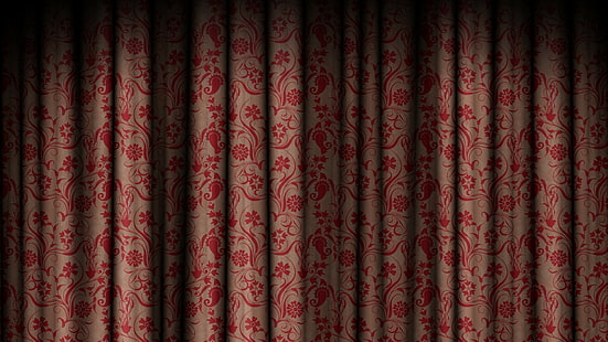 tirai, tekstur, merah, pola, Wallpaper HD HD wallpaper