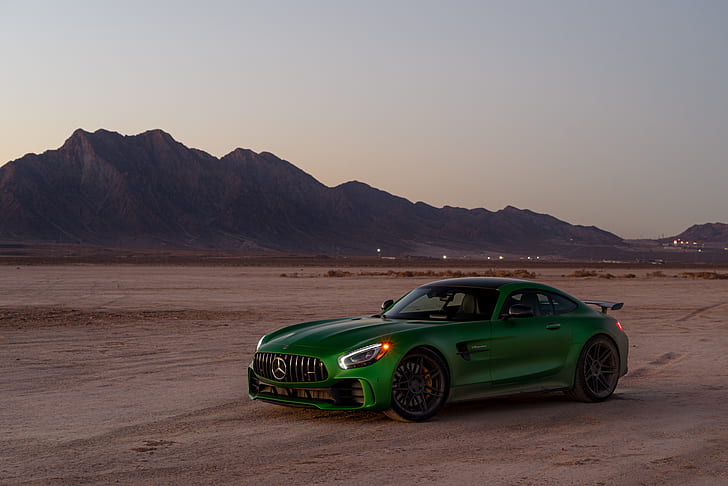 Mercedes-AMG GT R, спортен автомобил, зелени автомобили, HD тапет