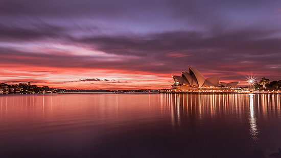 Сидни опера, Сидни, град, Австралия, Сидни, опера, къща, залез, HD тапет HD wallpaper