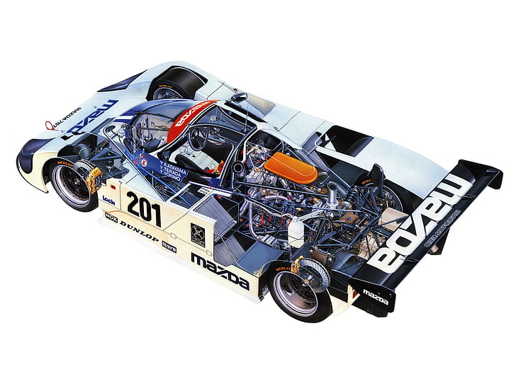 1989, 767b, classic, cutaway, engine, engines, interior, mazda, race, racing, HD wallpaper