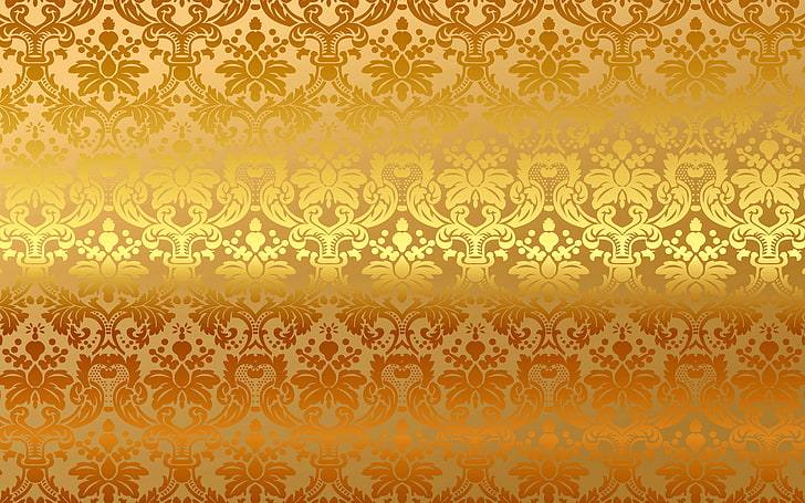 papel tapiz floral amarillo, fondo, oro, patrón, vector, dorado, ornamento, vintage, degradado, Fondo de pantalla HD