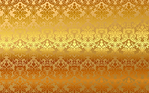 желтые цветочные обои, фон, золото, узор, вектор, золотой, орнамент, винтаж, градиент, HD обои HD wallpaper