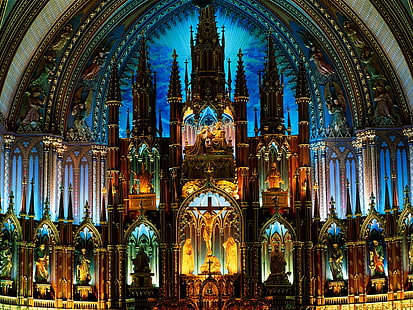 Базилика Нотр-Дам, Канада, Нотр-Дам, базилика, Канада, HD обои HD wallpaper