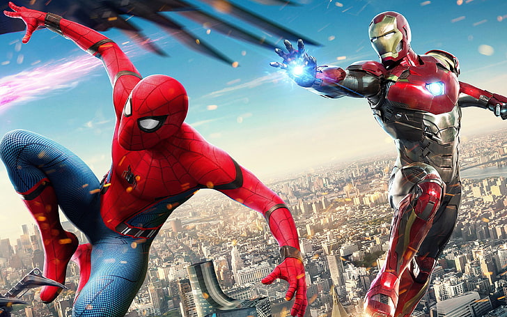 Iron Man Spiderman Homecoming 4K, Fer, Spiderman, Homme, Retrouvailles, Fond d'écran HD