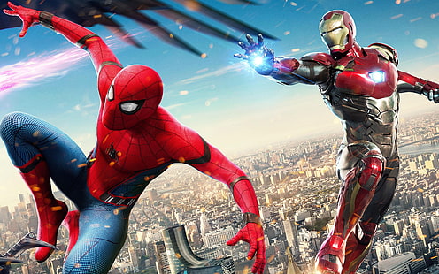 Iron Man Spiderman Homecoming 4K, Iron, Spiderman, Man, Homecoming, HD wallpaper HD wallpaper