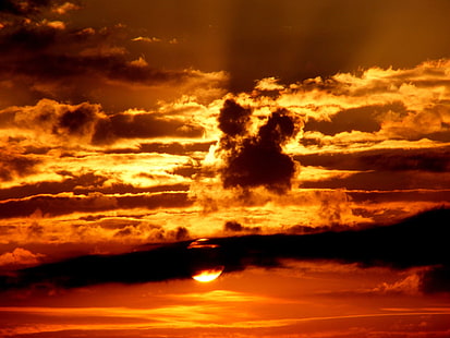 cloud, red, sky, sun, sunset, twilight, HD wallpaper HD wallpaper