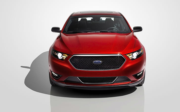 2015フォードおうし座SHO、赤いフォード車、フォード、おうし座、2015年、車、 HDデスクトップの壁紙