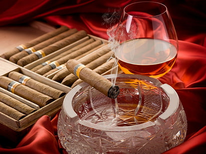 alcohol, bokeh, cigar, cigarette, cigars, drink, drinks, glass, smoke, smoking, tobacco, HD wallpaper HD wallpaper
