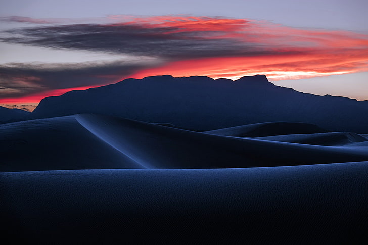 تصوير المناظر الطبيعية لرمال الصحراء ، الأزرق ، ضوء الشمس ، الظلام ، السماء ، الطبيعة ، المناظر الطبيعية، خلفية HD