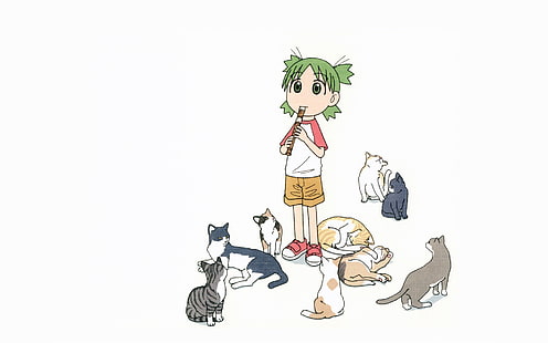 Yotsubato, Yotsuba Koiwai, cat, Sfondo HD HD wallpaper