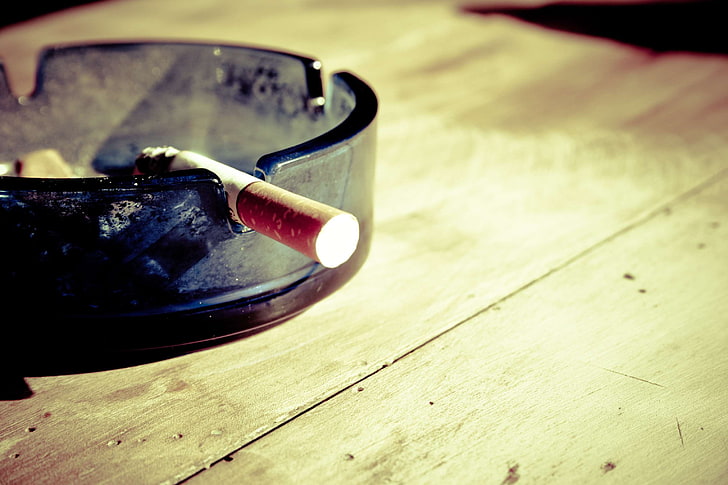 ashtray, cigarette, macro, table, HD wallpaper