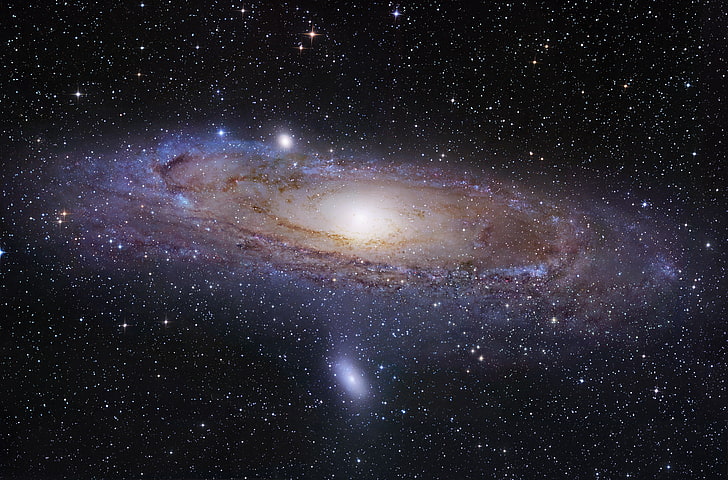 космическое пространство цифровые обои, Андромеда, космос, галактика, Мессье 31, Мессье 110, HD обои