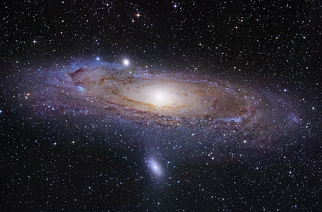 wallpaper luar angkasa digital, Andromeda, ruang, galaksi, Messier 31, Messier 110, Wallpaper HD HD wallpaper