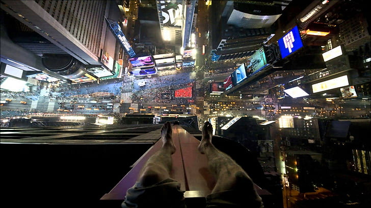 New York City, Times Square, point of view, heights, HD wallpaper