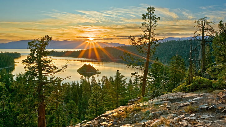 sunrise islands lake tahoe 1920x1080  Nature Lakes HD Art , sunrise, islands, HD wallpaper