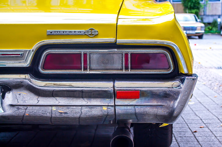 coche, impala, amarillo, Chevrolet Impala SS, primer plano, Fondo de pantalla HD