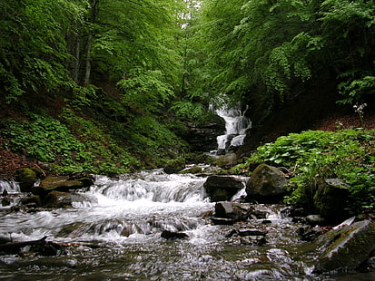 Ukraine, Karpaten, Shupit, Wasser, Wasserfall, Natur, HD-Hintergrundbild HD wallpaper