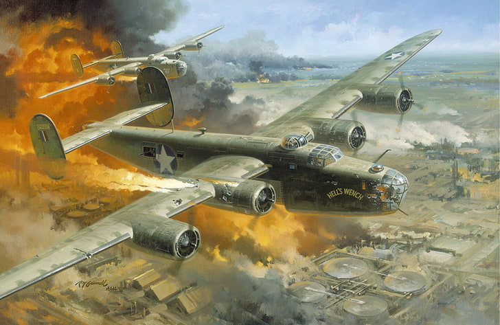 gray fighter plane, the city, the plane, fire, Romania, 1943 -- \